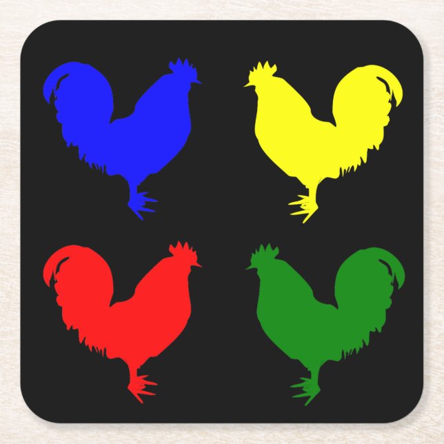 Dessous-de-verre Carré En Papier Poulet coloré (Devant)