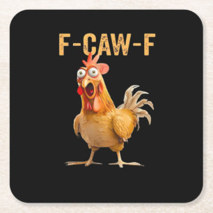 Dessous-de-verre Carré En Papier Poulet F-Caw-F Drôle Tendance