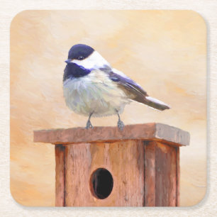 Dessous-de-verre Carré En Papier Poulet sur la peinture d'oiseaux Art original