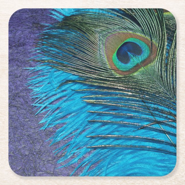 Dessous-de-verre Carré En Papier Pourpre et Teal (Devant)