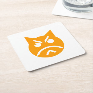 Dessous-de-verre Carré En Papier Poussage Emoji Chat