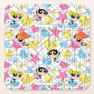 Dessous-de-verre Carré En Papier Powerpuff Girls Townsville Pattern