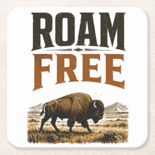 Dessous-de-verre Carré En Papier Prairie de bisons sauvages 'Roam Free' - Aventure
