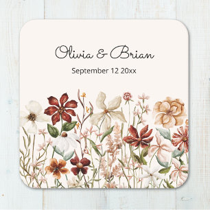 Dessous-de-verre Carré En Papier Pré de fleurs sauvages vintage aquarelle personnal