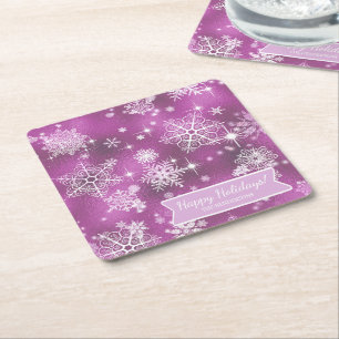 Dessous-de-verre Carré En Papier Prettiest Snowflakes Motif Orchid rose ID846