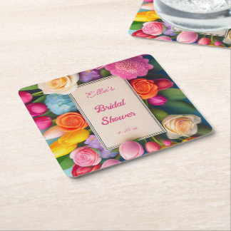 Dessous-de-verre Carré En Papier Pretty Floral Framed Roses Tulips Hydrangea Event 