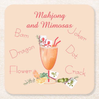 Dessous-de-verre Carré En Papier Pretty Mahjong Tiles and Fancy Cocktail