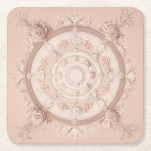 Dessous-de-verre Carré En Papier Printemps victorien, Rose Poudre,