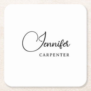 Dessous-de-verre Carré En Papier Professionnel élégant moderne minimaliste ajouter 