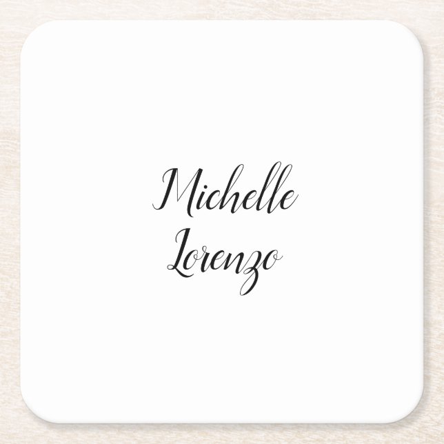 Dessous-de-verre Carré En Papier Professionnel Moderne Simple Plaque Votre Nom (Devant)