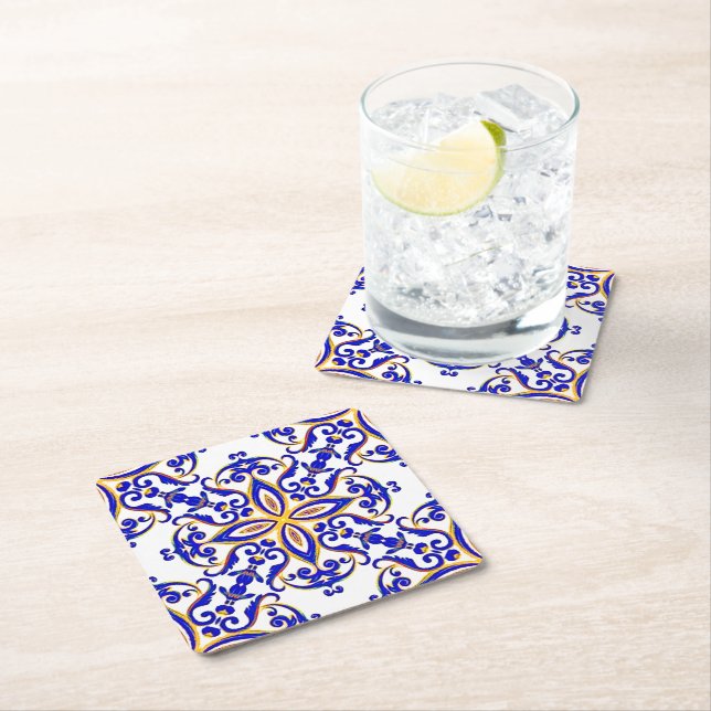 Dessous-de-verre Carré En Papier Provincial français (En situation)