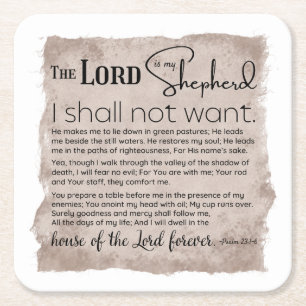 Dessous-de-verre Carré En Papier Psaume 23 Écriture biblique Papier Vintage
