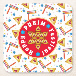 Dessous-de-verre Carré En Papier Purim Festival Juifs cadeaux de Noël Hamantaschen