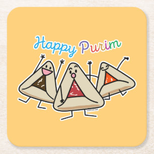 Dessous-de-verre Carré En Papier Purim hamantaschen la pâtisserie Sameach Oznei