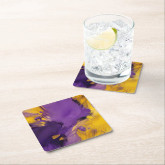 Dessous-de-verre Carré En Papier Purple and Gold Abstract