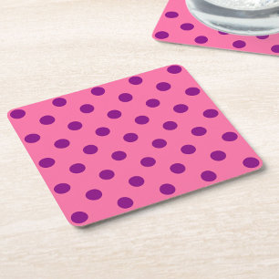 Dessous-de-verre Carré En Papier Purple sur Pois rose Design Motif