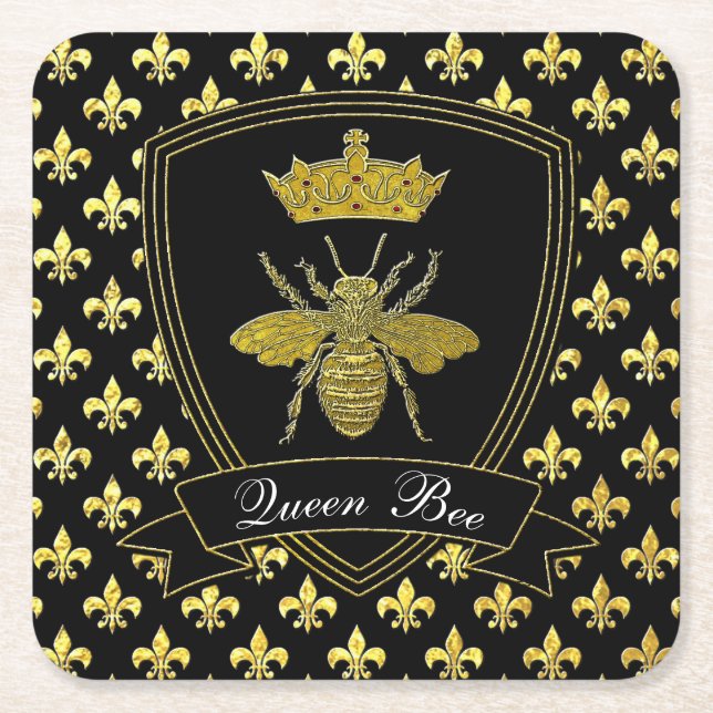 Dessous-de-verre Carré En Papier Queen Bee Your Text (Devant)