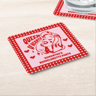 Dessous-de-verre Carré En Papier Queen of Hearts Bachelorette Party