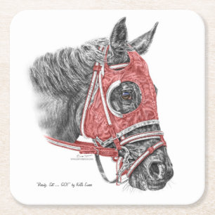 Dessous-de-verre Carré En Papier Race Horse Portrait Soies