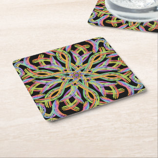 Dessous-de-verre Carré En Papier Rainbow Colored String Rope Pattern Art