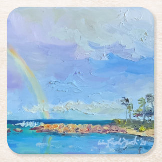 Dessous-de-verre Carré En Papier Rainbow Ko’Olina Lagoon 4 Dessous de verre en papi