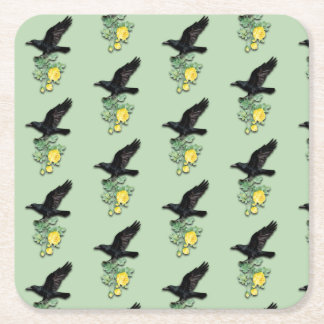 Dessous-de-verre Carré En Papier Raven with Yellow Rose