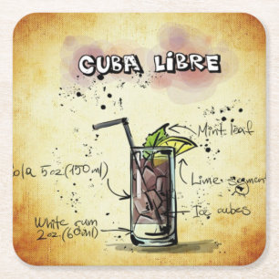 Dessous-de-verre Carré En Papier Recette de boissons de barman du Cuba Libre