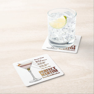 Dessous-de-verre Carré En Papier Recette de cocktail Martini parfait Art