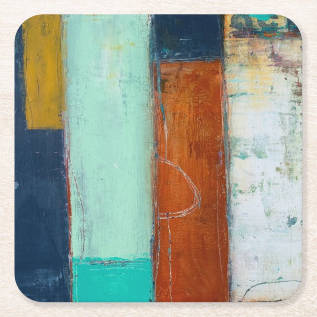 Dessous-de-verre Carré En Papier Rectangles Abstraites (Devant)