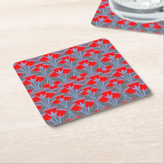 Dessous-de-verre Carré En Papier Red Bellflower Square Paper Coaster 