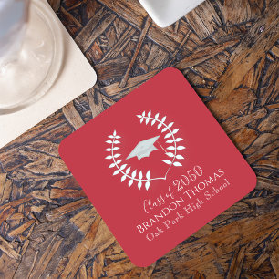 Dessous-de-verre Carré En Papier Red Graduation Party Classic Custom