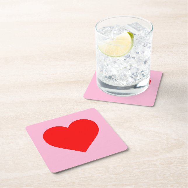 Dessous-de-verre Carré En Papier Red Heart Beat Pastel Rose (En situation)