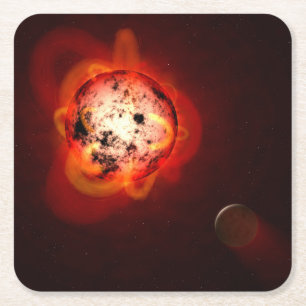 Dessous-de-verre Carré En Papier Red Nwarf Star Orbité Par Une Hypothétique Exoplan