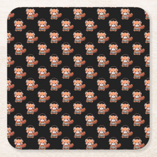 Dessous-de-verre Carré En Papier Red Panda Gamer