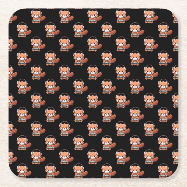 Dessous-de-verre Carré En Papier Red Panda Gamer (Devant)