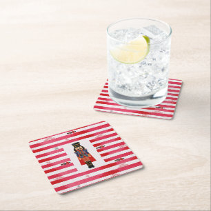 Dessous-de-verre Carré En Papier Red Stripes Nutcracker Dessous de verre en papier