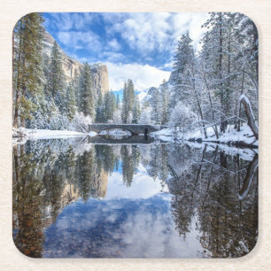 Dessous-de-verre Carré En Papier Réflexion d'hiver chez Yosemite