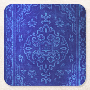Dessous-de-verre Carré En Papier Regard de tapis de Perse dans le bleu