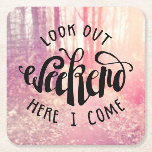 Dessous-de-verre Carré En Papier Regardez le week-end ici que je viens 2