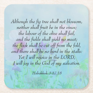 Dessous-de-verre Carré En Papier Rejoice in the Lord - Habakkuk 3:17,18