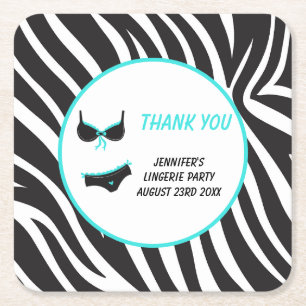 Dessous-de-verre Carré En Papier Remerciement pour la fête de lingerie turquoise