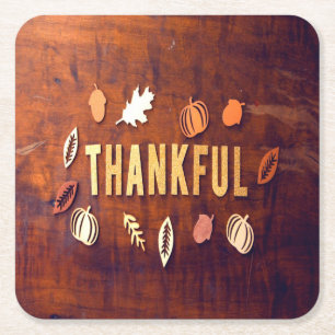 Dessous-de-verre Carré En Papier Remerciements Thanksgiving Fall Leaves Citrouille