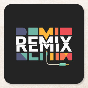 Dessous-de-verre Carré En Papier Remix Audio   Graphisme Géométrique Rétro Musique 