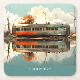 Dessous-de-verre Carré En Papier Remorque Caravan vintage RV Thunder_Cove