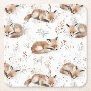 Dessous-de-verre Carré En Papier Renards Coquets