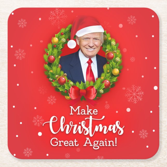 Dessous-de-verre Carré En Papier Rendre Noël à la grandeur Trump MAGA cadeau amusan (Devant)