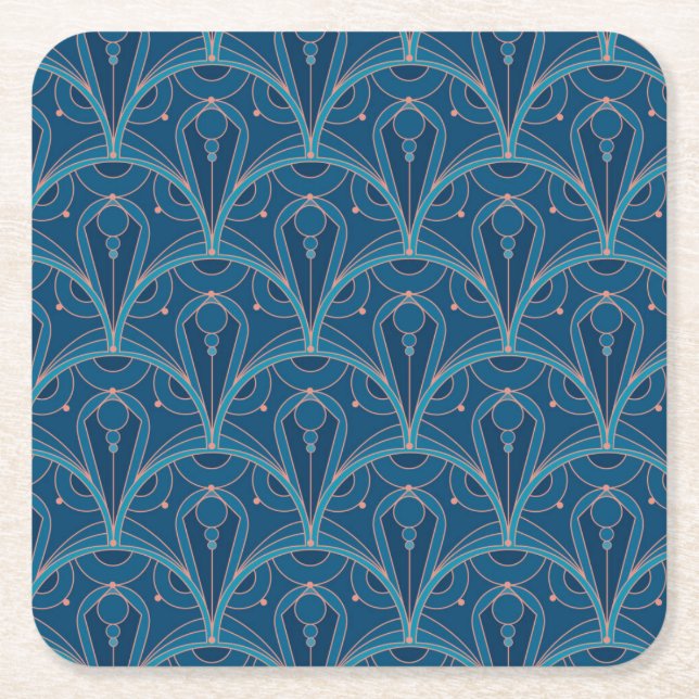 Dessous-de-verre Carré En Papier Repeating geometric Art Deco pattern (Devant)