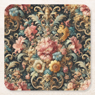 Dessous-de-verre Carré En Papier Requiem pour Arcana – Conception florale gothique