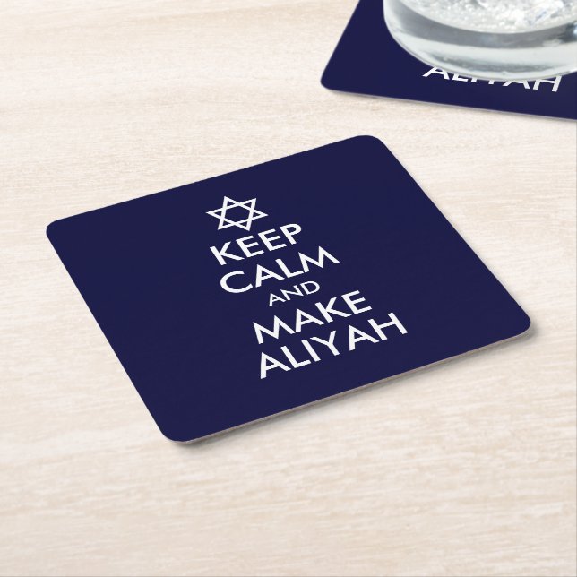 Dessous-de-verre Carré En Papier Restez Calme Et Faites De L'Aliyah (Incliné)
