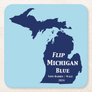 Dessous-de-verre Carré En Papier Retourner Michigan Blue en 2024